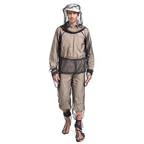 Ropa antimosquitos 4PCS Mosquiteras translúcidas y transpirables Traje ajustable para mosquitos Protección plegable contra mosquitos para acampar Ciclismo Pesca Senderismo L/XL Ropa antimosquito