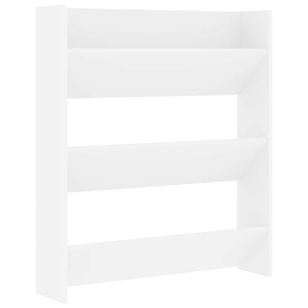 Hothingwell Schuhschrank, Wandmontage, Weiß, 80 x 18 x 90 cm, Holz, mit 3 kippbaren Regalen, moderner Schuhständer zum Aufbewahren von Schuhen, Stiefeln und Hausschuhen, Organizer