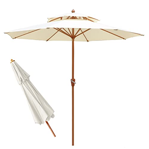 Parasol de jardín con manivela para comidas en la mesa exterior