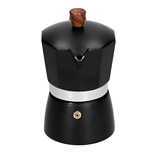 Cafetera de aluminio que no quema con mango ergonómico y diseño negro de 150ml 5