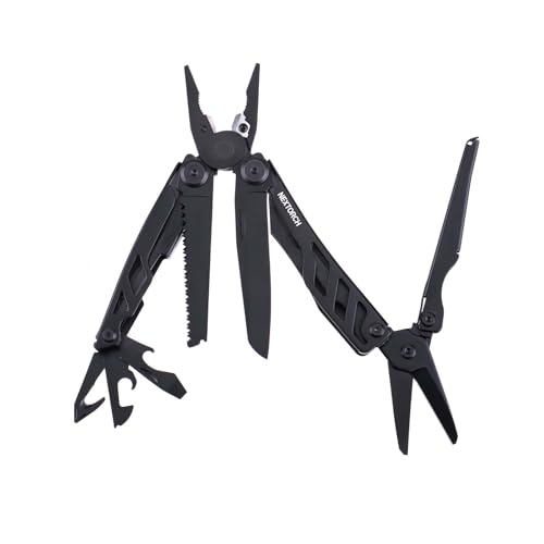 NEXTORCH MT10 16-in-1 Multi-Tool, Stainless Steel Multitool Pliers with 50Cr15MoV Pocket Knife, Huge Scissors, EDC Multitool Utility Tool for Camping Hiking Gear Outdoor Activities (Black)