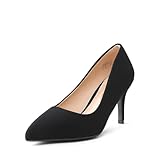 DREAM PAIRS Women's High Stiletto Heels Closed Pointed Toe Dress Pumps Shoes for Wedding Work Office Business, 3 Inches,Size 8,Black/Nubuck,KUCCI