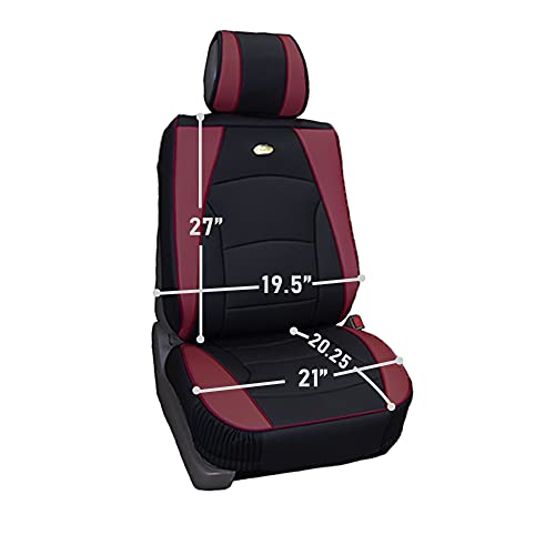 Image of FH Group Ultra Comfort Highest Grade Faux Leather Full Set Cushion Pads Car Seat Covers for Front and Rear- Universal Fit for Cars Trucks & SUVs (Burgundy /Black)