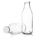 BigDean 8x Glasflasche leer mit Schraubverschluss TO48 weiß 1L Flasche zum...