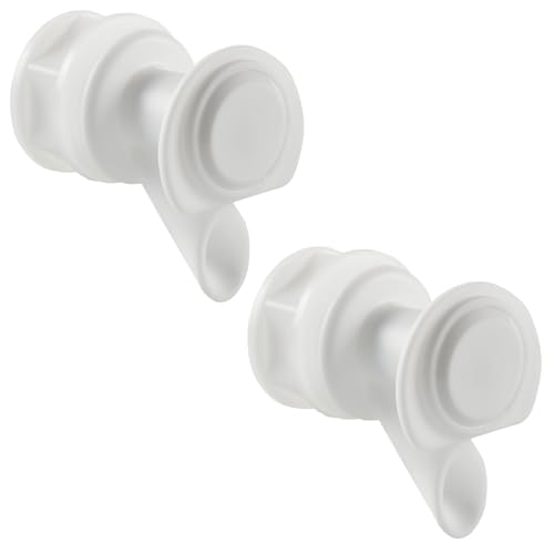 2Pcs Push Button Water Spigot White Plastic Cooler Spigot Replacement Reusable Spigot Compatible with Igloo 2 3 5 and 10 Gallon Water Cooler BPA-Free Durable 5 Gallon Bucket Spigot (White)