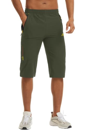 Image of MAGCOMSEN Men's Capri Shorts Quick Dry Below Knee 3 /4 Capri Pants with Zipper Pockets for Workout Running Training Summer