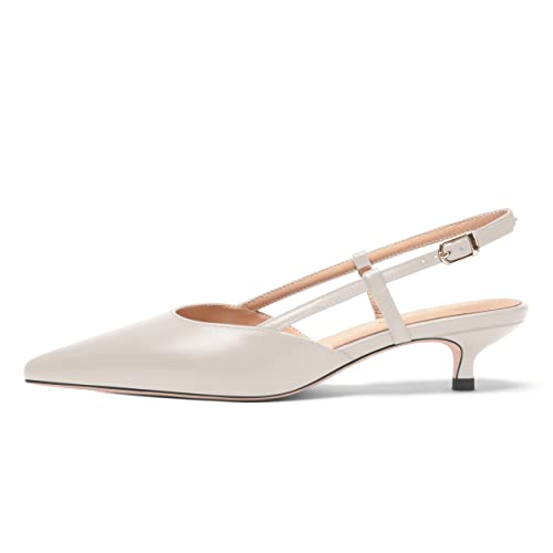 FOGEENA Womens Fashion Slingback Matte Leather Wedding Pointed Toe Slip On Kitten Low Heel Pumps Shoes 1.5 Inch2