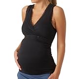 MAMA.LICIOUS Damen MLCROSSY Long LACE TOP 2F A. Umstandstop, Black, M-L