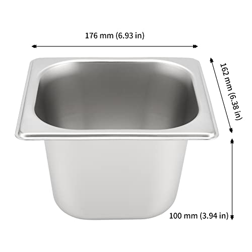 JAPCHET 6 Pack Stainless Steel Steam Pan 1/6 Size, Anti-Jam Steam Table Pan, Hotel Pans 1/6 Restaurant Buffet Trays, Prep Table Containers Metal for Catering, 4 Inch Deep - Thumbnail 2