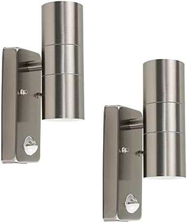 MiniSun | Modern Stainless Steel Up/Down Security Wall Lights with PIR ...