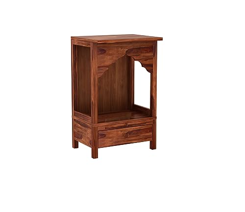 Image of Wudniture Sheesham Wood Sanjeevani Handcrafted Home Mandir /Temple (Honey Finish) | Wooden Pooja Mandir for Home & Office