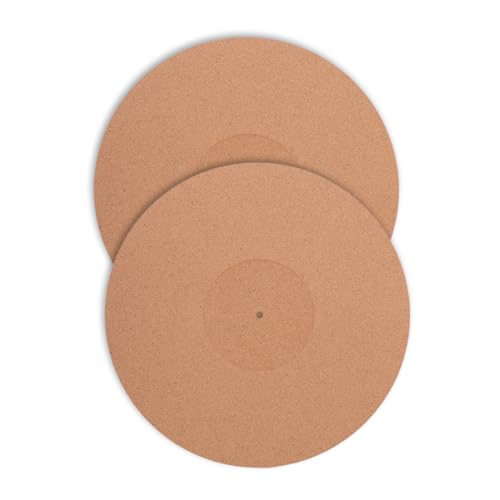 GALPADA 2pcs Cork Vinyl Record Mats Static Turntable Cushions for Improved Sound Quality Lightweight Slipmats for Record Player Replacement for Old Mats
