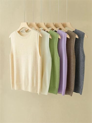 Women Cashmere Sweater Vest Crewneck Pullover Sleeveless Tops Soft Fashion Knited Vest2