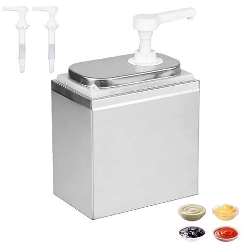 2L Saucenspender Pumpstation mit 2 Pumpköpfen Ketchup & Mayo Spender Anti-Verstopfungs-Pumpe Spülmaschinenfest Lebensmittelecht 304 Edelstahl
