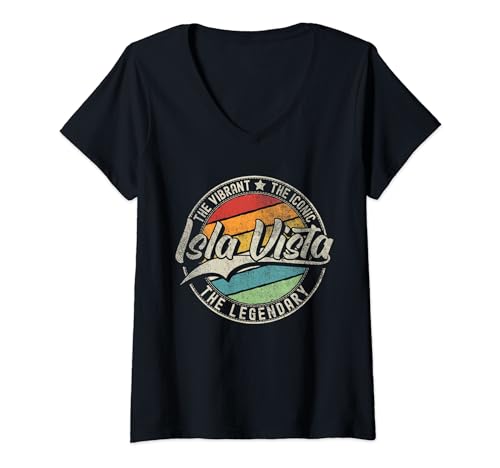 Mujer Isla Vista CA | California Vintage Distressed Camiseta Cuello V