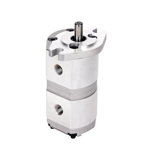 ATO 1/2/3/4 GPM Hydraulic Tandem Gear Pump,Front Pump 1.4 GPM Rear Pump 0.5 GPM,Double Working Pump,Oil Inlet/Outlet Ports 3/8Inch Thread,Clockwise Rotary, 2-Stage Hydraulic Gear Pump