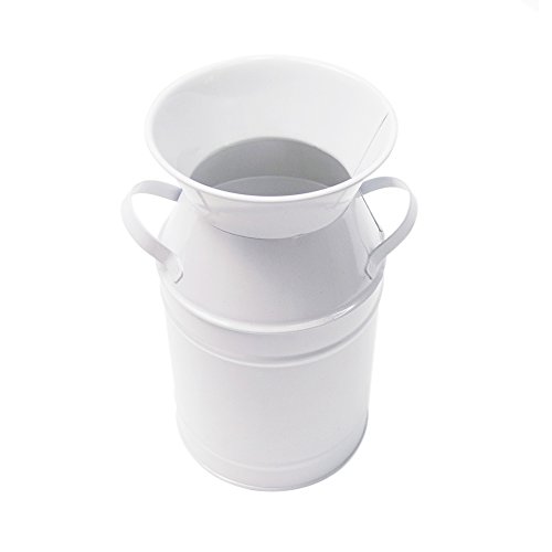 Shdao 7.5 Inch Elegant White Small Country Rustic Primitive Jug Vase Galvanized Milk Can For Wedding Home Office Cafe Decor #TOP3
