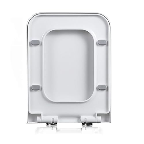 D-Shaped Rectangle Toilet Seat White Square Slow-Close & Quick-Release 36.5x45cm Bathroom Accessory for Easy Installation & Hygiene Model 5B