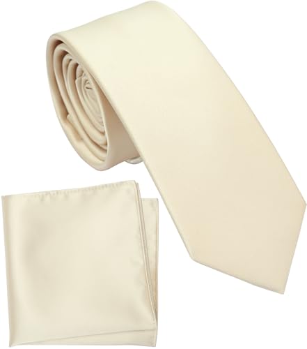 Image of Boy's Solid Tie with Pocket Square Set, Regular Necktie for Children and Kids, Self-Tied