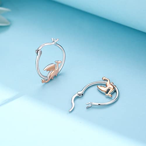 Justkidstoy Hypoallergenic Dragon Earrings 925 Sterling Silver Small Animal Huggie Hoop Earrings For Sensitive Ears Dragon Jewelry Gifts For Women thumb #2