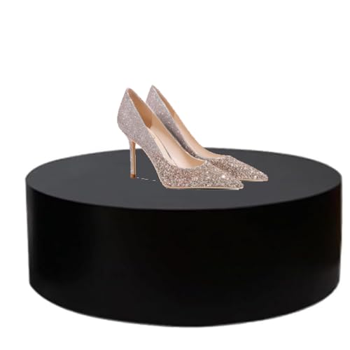 Elegante espositore rotondo per negozio da sposa, robusto piedistallo per manichini e vetrine di scarpe, piattaforma per boutique per matrimoni (nero, 60 x 15 cm)