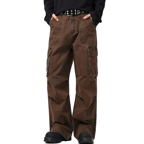 XYXIONGMAO Men's Streetwear Baggy Black Tactical Pants Hip Hop Casual Cargo Pants Multi Pocket Loose Techwear Sweatpants