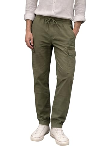 Image of Louis Philippe Men's Relaxed Straight fit Cuffed Bottom Hem for Jog & Travel Friendly with Multi Usage Pockets Casual Trouser