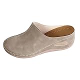 Generisch Pantuflas de mujer con cordones para mujer, suela gruesa, puntera cerrada, diseño ligero, zapatos de país para mujer, caqui, 39 EU