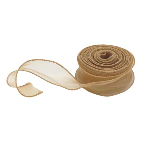 KAZARI日和 オーガンジーリボン 幅4cm 長さ約9m 透け感 手芸 ラッピング 結婚式 (ゴールド)