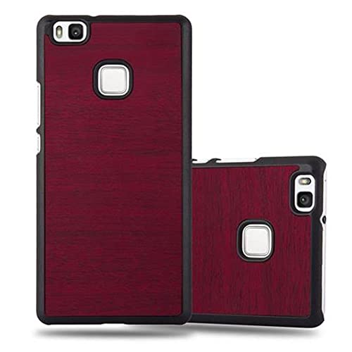 Cadorabo Custodia per Huawei P9 LITE in WOODY ROSSO - Rigida Cover Protettiva Sottile con Bordo Protezione - Back Hard Case Ultra Slim Bumper Antiurto Guscio Plastica