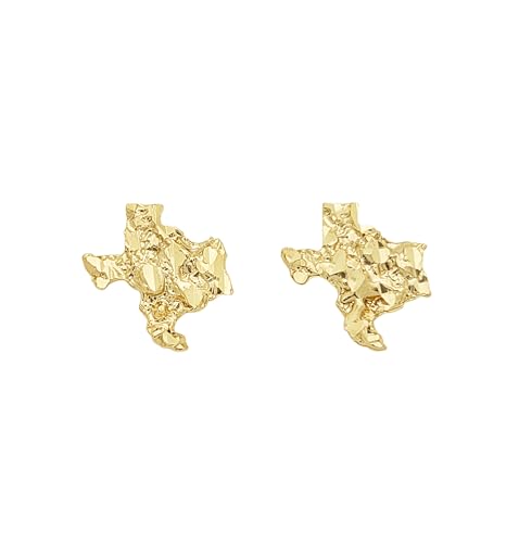 10k Yellow Gold Texas Nugget Earrings 12 mm x 11 mm