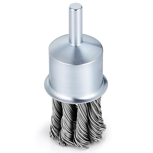 Image of Threlaco 1 Pack 1 Inch Twist Knotted Wire End Brush with 1 /4 Inch Shank for Drill, 20000 RPM Max Heavy Duty Carbon Steel Wire Wheel for Die Grinders and Drills, Rust Paint Slag Removal