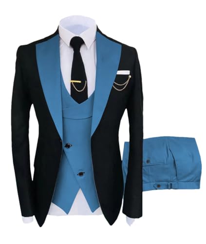 Men's 3 Piece Suit Formal Fashion Solid Color Tuxedo Wedding Groom (Blazer + Vest + Pants)