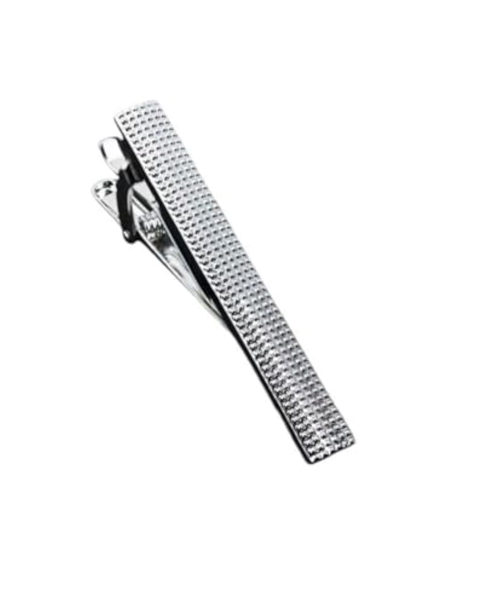 Textured Silver Tie Pin for Men, Classic Stainless Steel