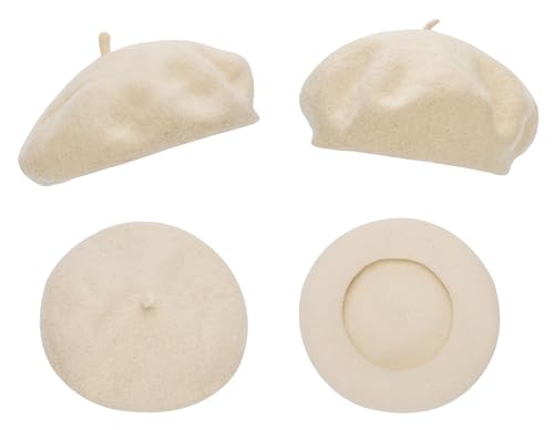 Kids French Beret Solid Color Cap - Classic Breathable Warm Hat Wool Felt Berets for Girls 3-7 Years3
