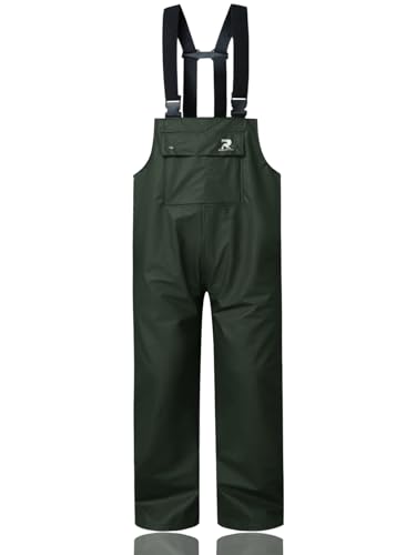 RainRider Rain Pants for Men Women Waterproof Rain Gear Bib Overalls Trousers for Fishing Hunting(Dark Green,XX-Large)