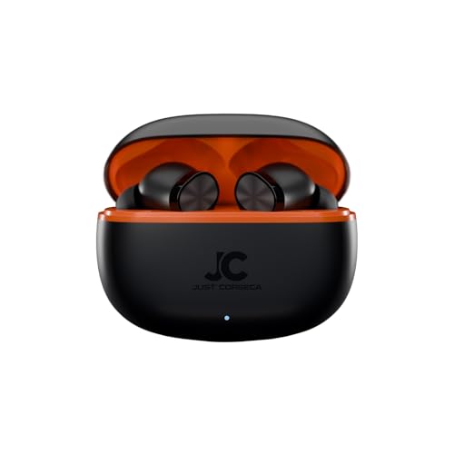 Image of JUST CORSECA Sounddrum Wireless Earbuds | Bluetooth 6.0 | 10mm Dynamic Drivers | 40H Playtime | Type-C Fast Charging | Smart Touch Control | Deep Bass & Clear Calls | Lightweight TWS Earbuds (Black)