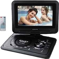 edvd portable dvd player with 9.8" 360° swivel tft lcd screen | remote control included, swivel display, compact design, built-in speaker, car compatible