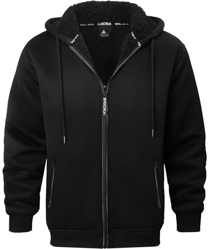 GEEK LIGHTING Men's Hoodie Heavyweight Fleece Sweatshirt Comfortable Full Zip Up Thick Sherpa Lined for Men Outdoor Activity