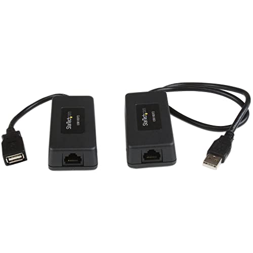Image of StarTech.com 1-Port USB 1.1 Extender - Up to 131 ft (40 m) Over Cat5 /Cat6 Extension - Up to 12 Mbps USB 1.1 Ethernet Extender (USB110EXT2) Black