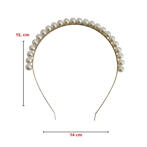 Tiara De Cabelo Metal Fashion Strass Pérola (Pérola, Normal)