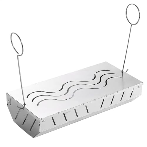 Caja ahumadora para parrilla de o parrilla de carbón, caja ahumada de acero inoxidable, caja de ahumador de virutas de madera, caja de ahumador de parrilla de, accesorio de parrilla de carbón