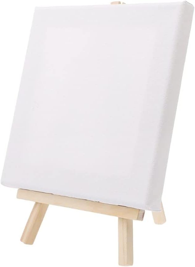 7 * 12cm Mini Canvas and Natural Wood Easel Set for Art Painting Drawing Craft Wedding Supply