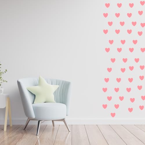 Image of Pastel Color Heart Sticker for Scrapbook or for Wall Decoration, Nursery Decor, Home Decor (Pink)
