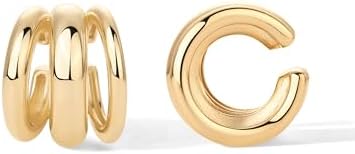 PAVOI 14K Gold Plated 925 Sterling Silver Round Huggie Ear Cuff G...