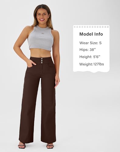 Image of roswear Women's Wide Leg Jeans Casual High Waisted Stretch Baggy Loose Denim Pants