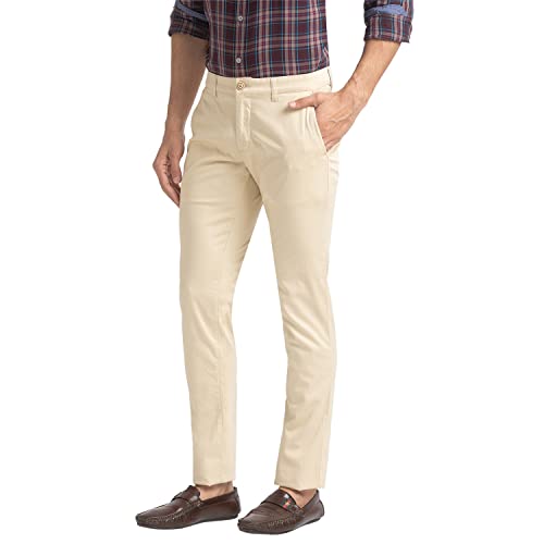 Image of Parx Men's Cotton Blend Solid Pattern Low Rise Tapered Fit Flat Front Casual Trouser