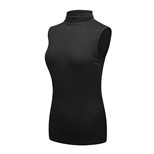 OThread & Co. Women's Sleeveless Turtleneck T-Shirt Basic Stretch Layer Comfy High Neck Tank Top2