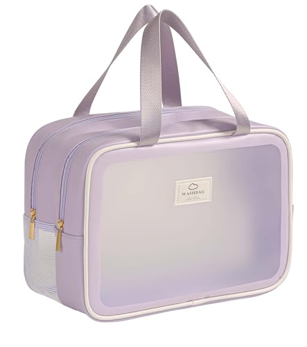 Large Travel Toiletry Bag with Dry Wet Separation– Waterproof Wash Bag for Women, Clear & Matte shower bag for Gym, Overnight, Swimming, and Business Trips