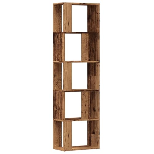 Qnhdfrt Bibliothèque en bois recyclé 45 x 24 x 159 cm - Petite étagère à livres avec 5 compartiments - Peu encombrante - Pour salon, bureau, chambre à...